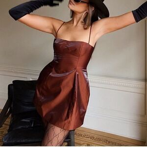 NWT WeWoreWhat Danielle Bernstein Brown Strappy Mini Dress 12